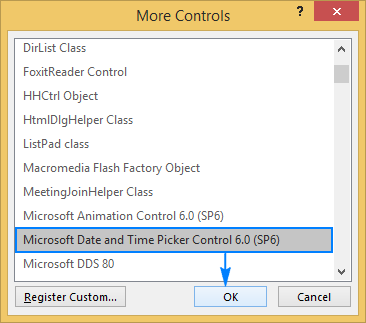 Microsoft date and time picker control 6.0 (sp6) cannot insert object
